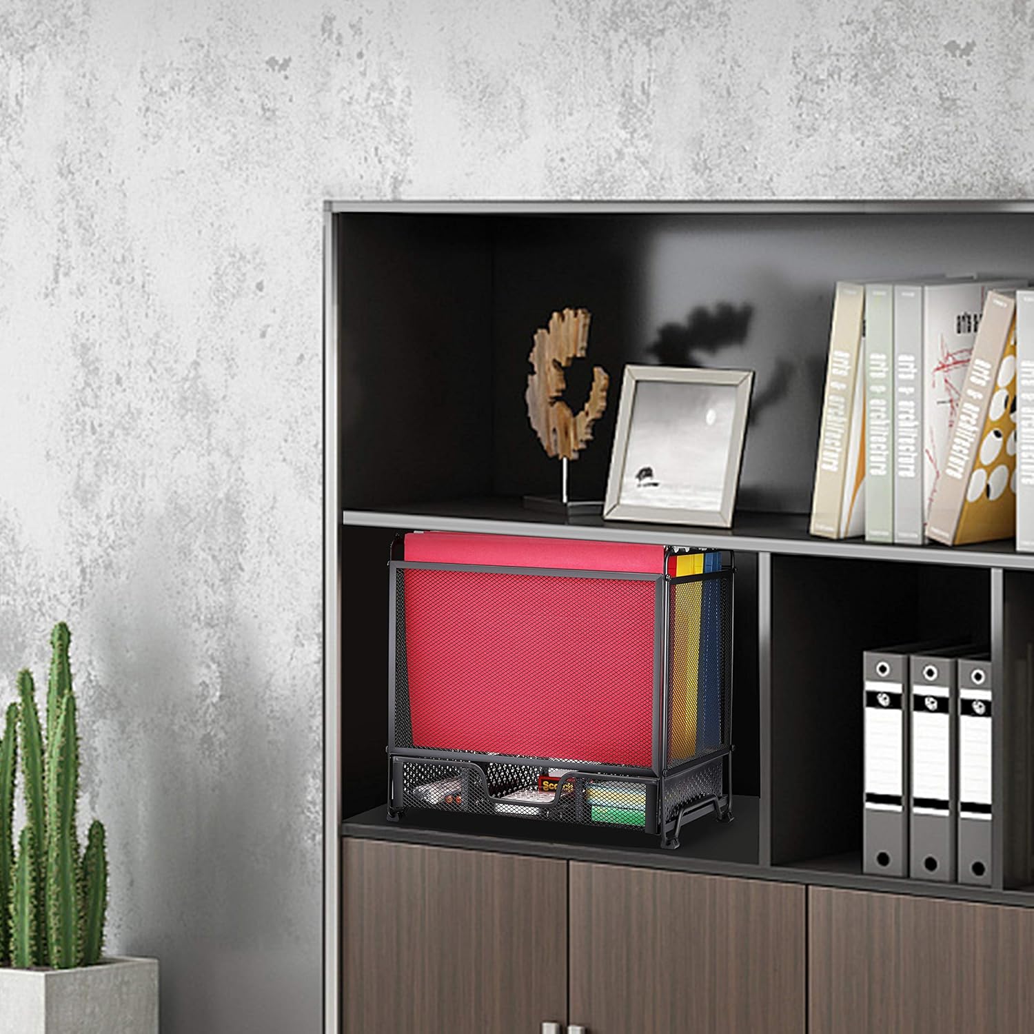 Simple Trending Desk Hanging File Box Storage Bin Organizer with Drawer Organizer for Letter/A4 Office File Folder Holder, Black: Home Improvement