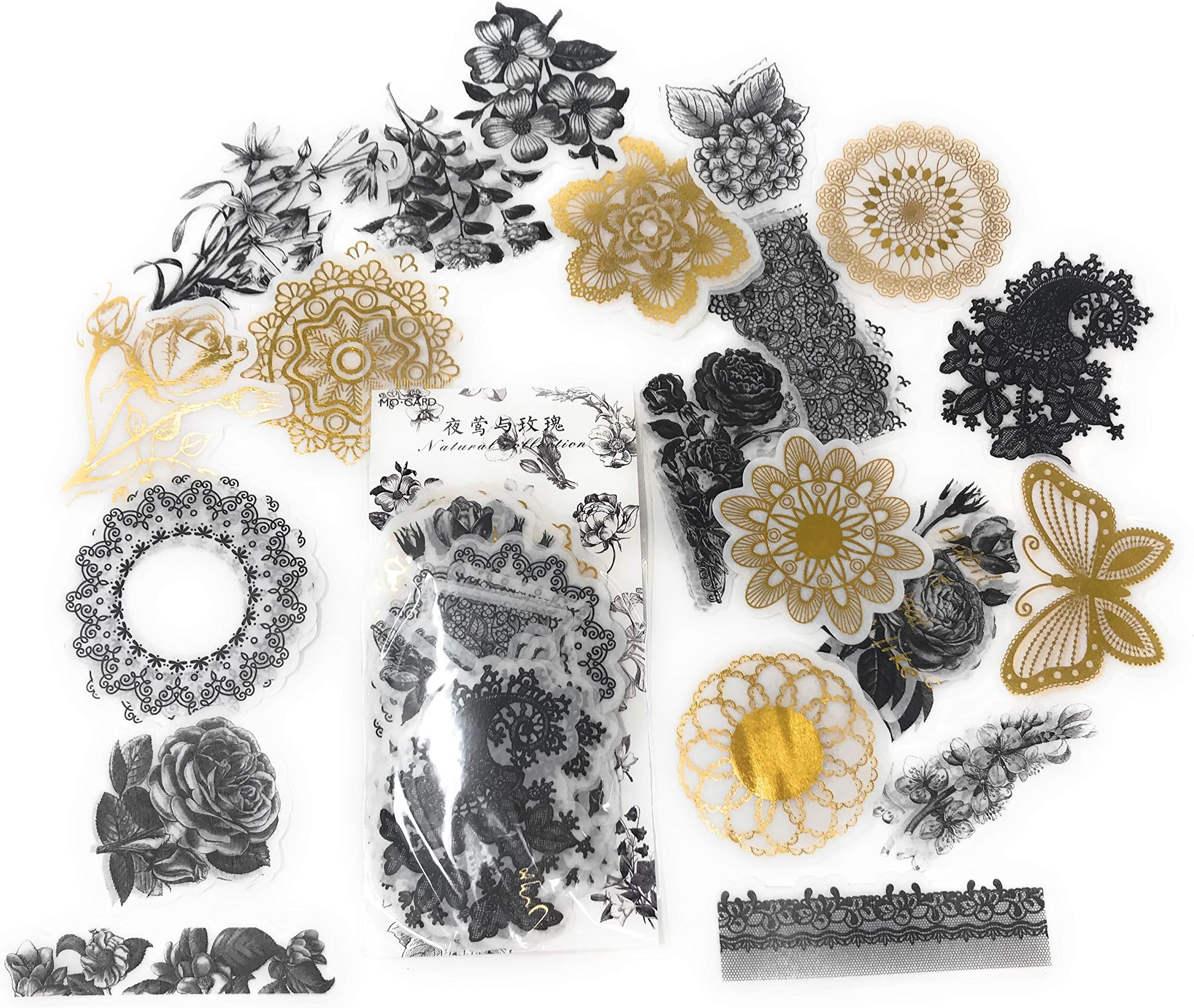 60 Piece Sticker Pack fine washi Stickers (Floral Mandala)