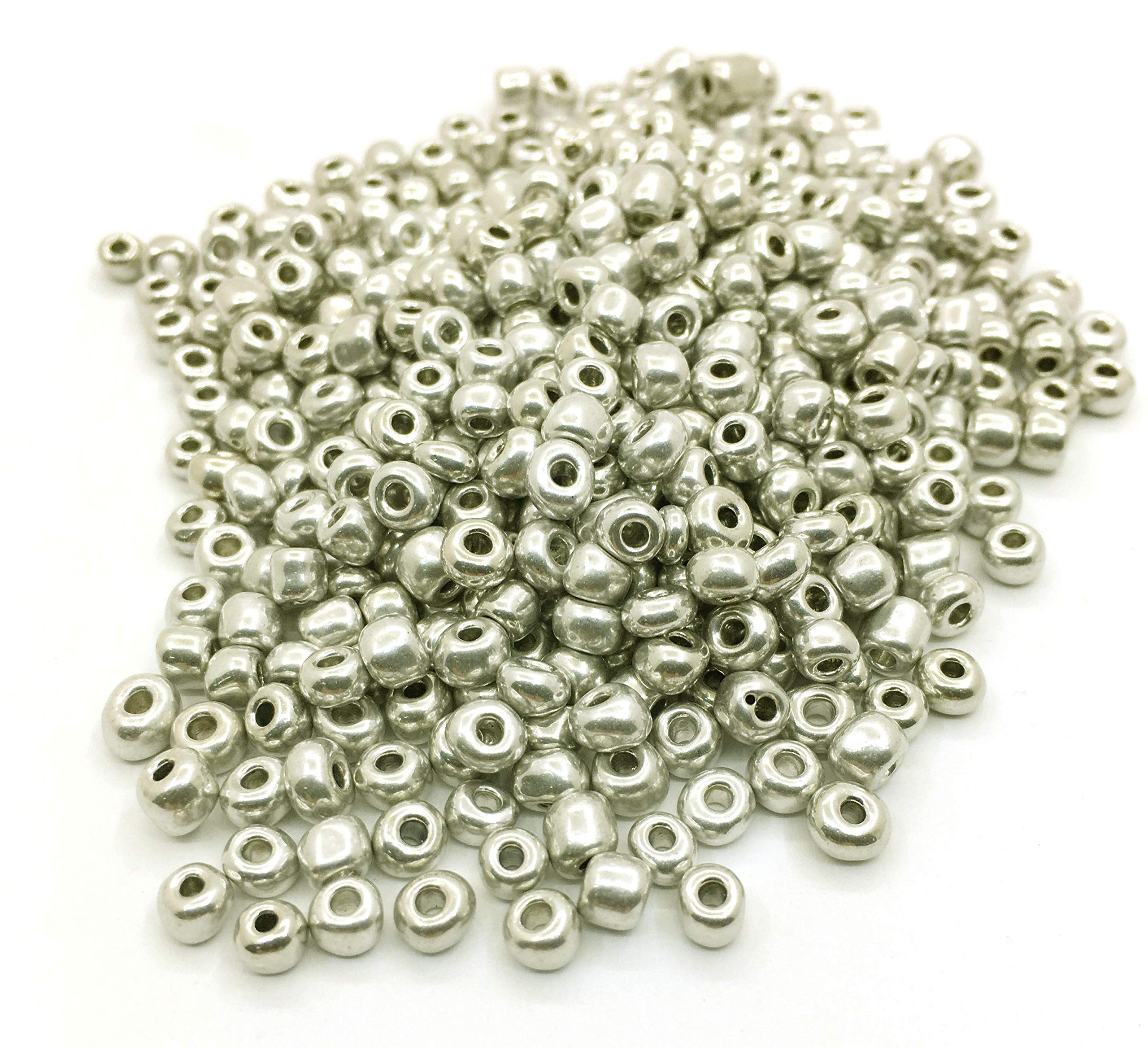 3300 pieces glass seed beads 3 mm metallic colour set, 8/0, pony beads, metallic seed beads (silver)