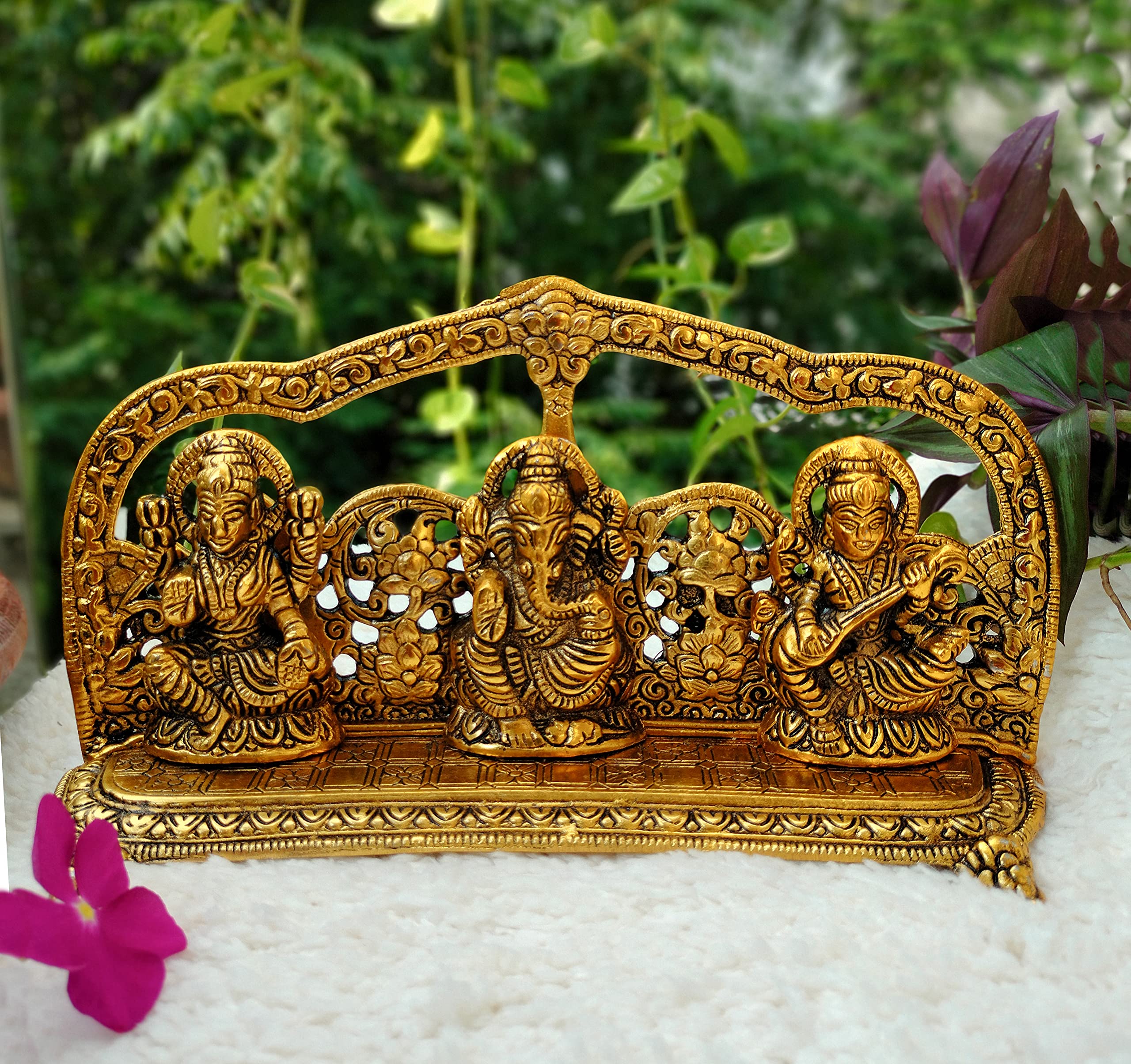 Wonder Care Ganesh, Laxmi, Saraswati Statue Sculpted in Great Detail Diwali Pooja Item - | Home Decor | Mandir | Gift | Hindu God Idol