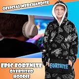 Fortnite Oversized Hoodie Blanket for Kids Teens Fleece Poncho Black White view 4