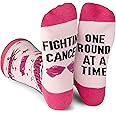 Beat Cancer Socks - Funny Novelty Gift for Cancer Survivor or Chemo Patient - For Women and Men (Pink Boxing Gloves)