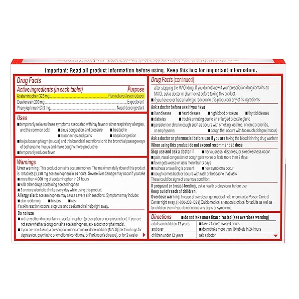 SUDAFED PE HEAD CONGESTION + MUCUS RELIEF TABLETS FOR SINUS PRESSURE, CONGESTION, & HEADACHE, NON-DROWSY DECONGESTANT WITH ACETAMINOPHEN, GUAIFENESIN & PHENYLEPHRINE HCI, 24 CT