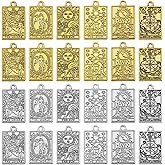 CHGCRAFT 24Pcs 12Styles Tarot Card Charms Rectangle Zinc Alloy Pendants for DIY Bracelet Earrings Necklace Personalized Jewelry Making, Antique Silver Golden