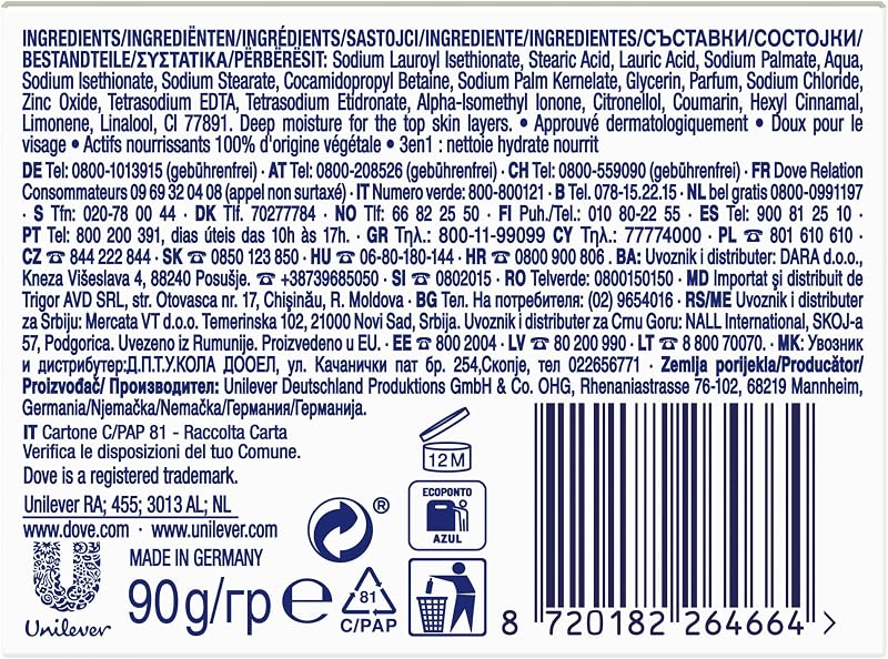 Detersivo Beauty Cream Bar Sapone per le mani con crema idratante 1/4 per mani morbide e morbide, 90 g