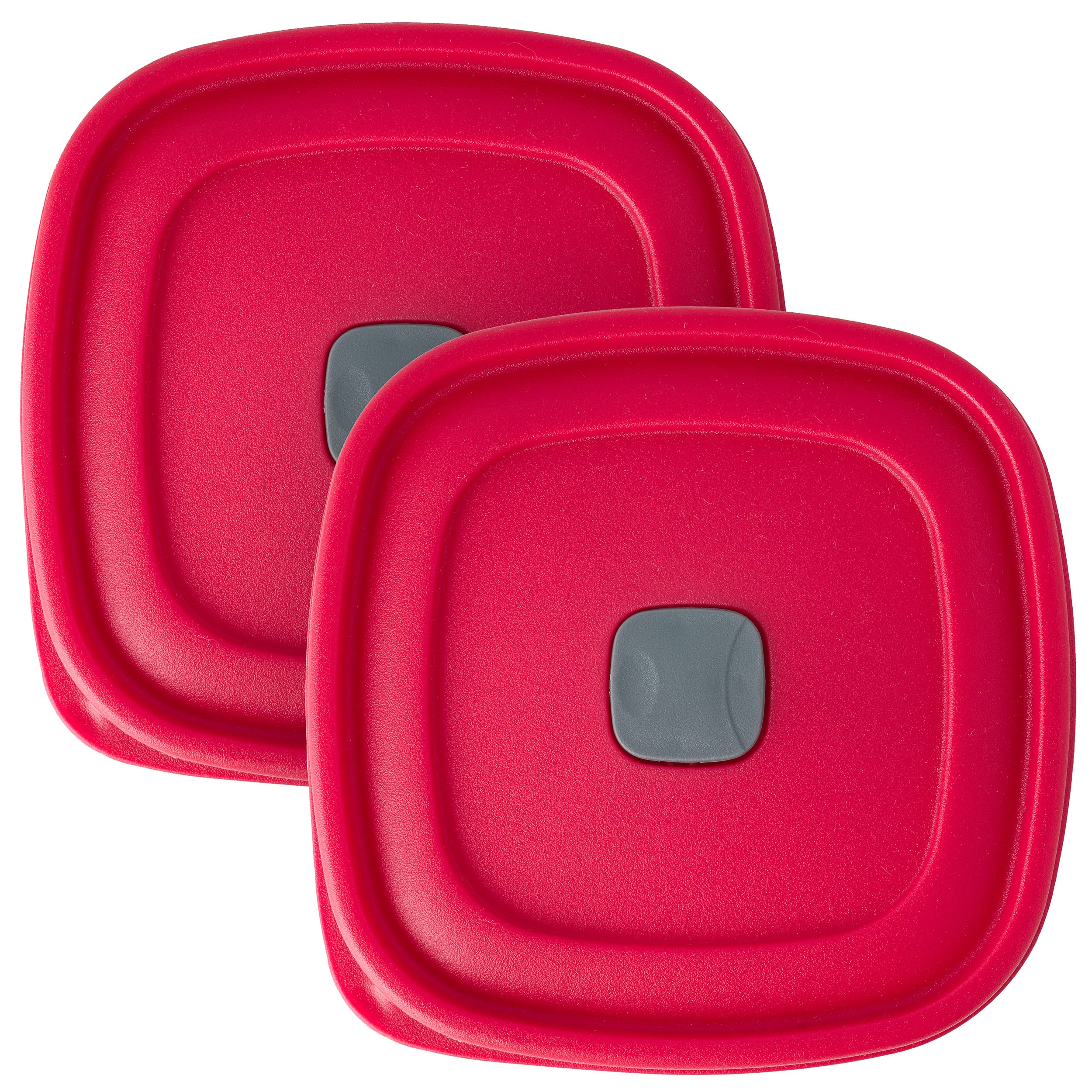 Photo 1 of 3/5/7 Cup Replacement Lids for Rubbermaid Food Storage Containers Steam Vent (2-Pack, Red)