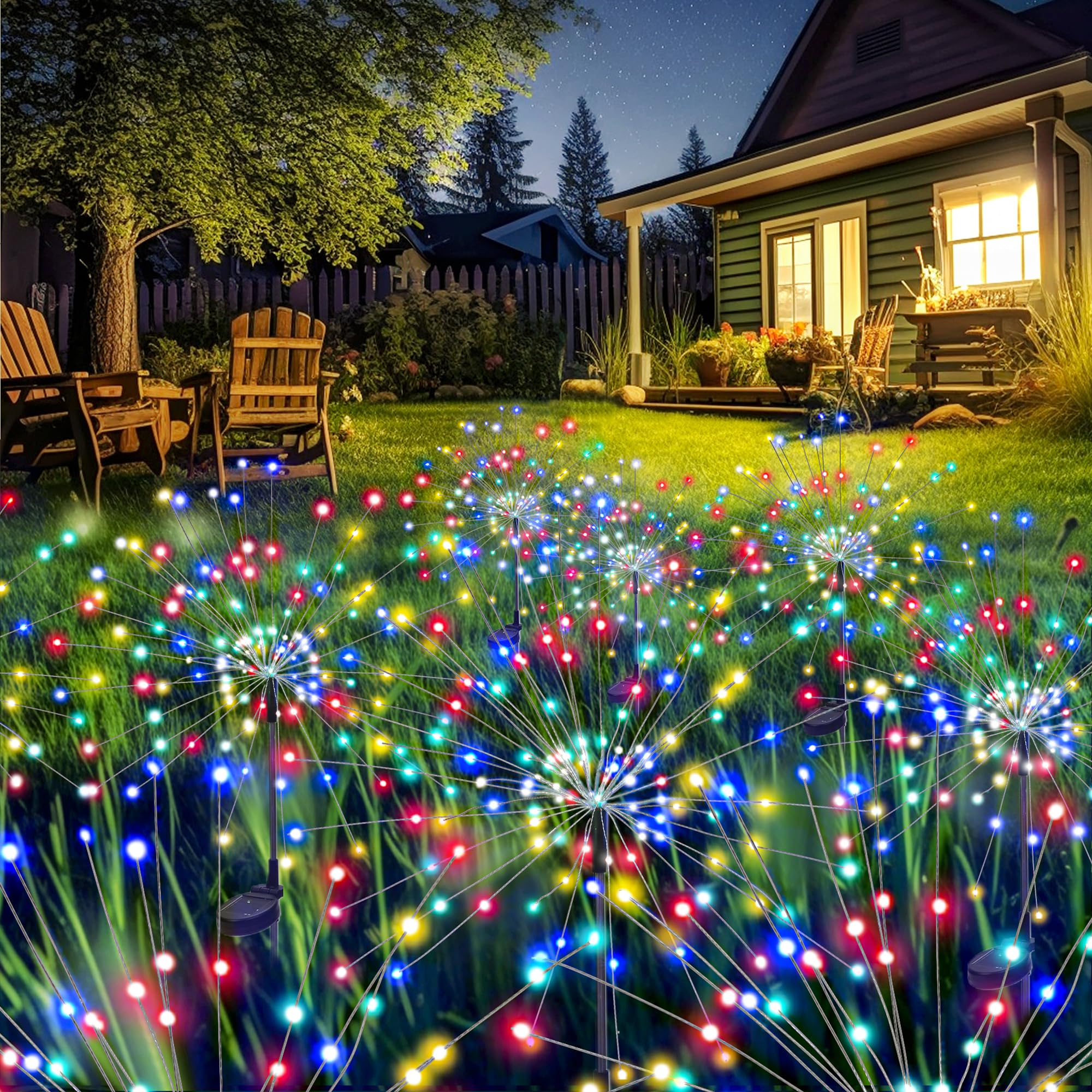Photo 1 of GIGALUMI Garden Decor Outdoor Lights 120LED 8Pack, Solar Garden Lights for Christmas Outside Fairy Firework Decorative,Solar Powered for Yard Pathway Flowerbed Planter Balcony Patio Decor (Multicolar