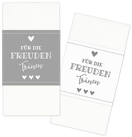 KuschelICH Banderolen Für die Freudentränen zweiseitig mit Klebepunkt zum Verschließen | Taschentuch Banderole Hochzeit Tasch