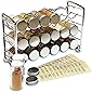 DecoBros Spice Rack Stand holder with 18 bottles and 48 Labels, Chrome