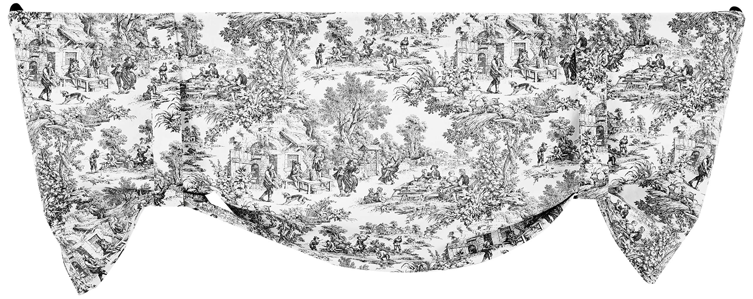 Victoria Park Toile Tie-Up Valence Window Curtain, Black โ image 1