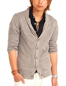 カーディガン メンズ 七分袖 ニット ショールカーディガン