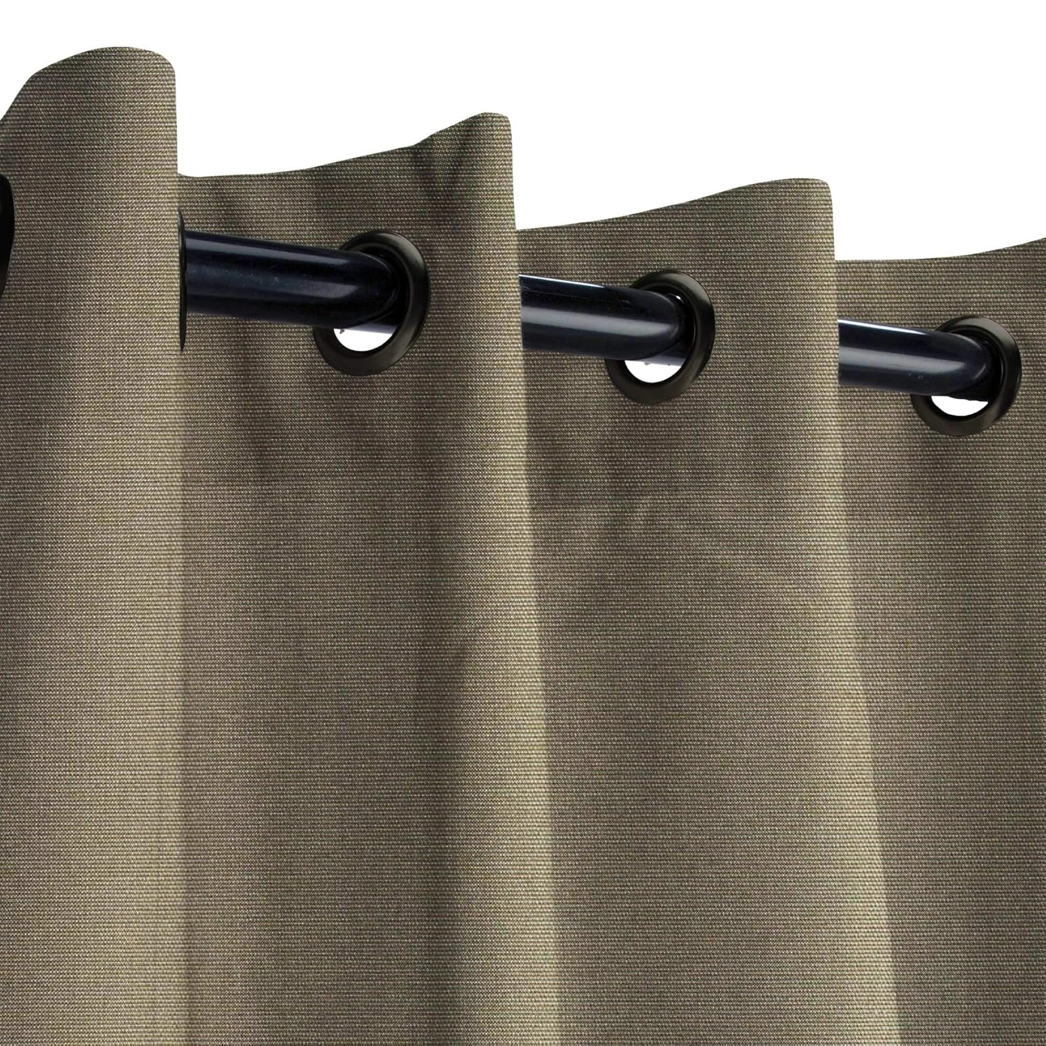 Sunbrella Canvas Brass Outdoor Curtain with Dark Gunmetal Grommets 50 in. Wide x 84 in. Long