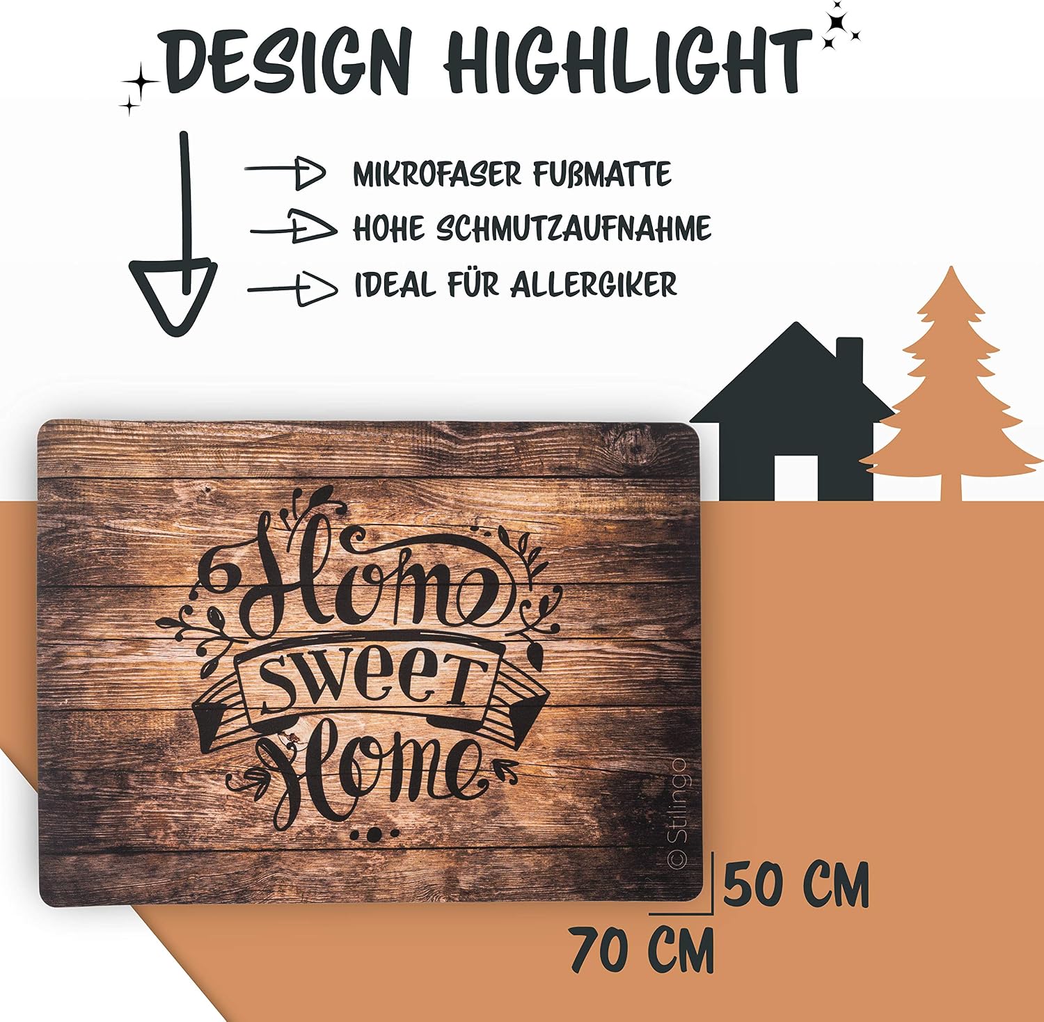 Doormat Indoor Doormat Outdoor Door Mat Doormat Home Sweet Home Saying Dirt Trap Mat Entrance Stilingo Mat Mat Front Door 70 x 50 cm - Image 4