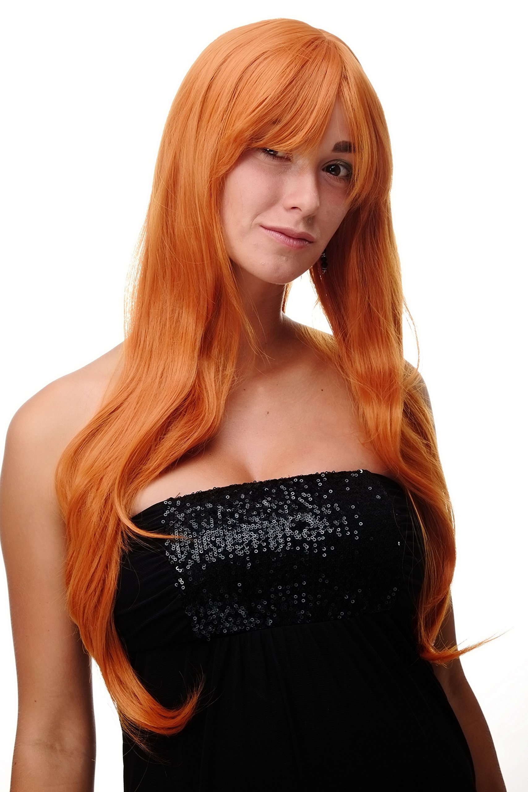 WIG ME UP 3111-T2735 Lady Quality Wig Cosplay very long long bangs fringe can part to side straight orange approx 27,5inch