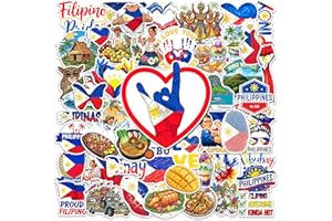 HIZILY 50 Pcs Philippines Stickers Waterproof Filipino Flag Vinyl Decal Country Travel Sticker Laptop Water Bottle Luggage Sc