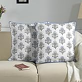 Ridhi Block Print Mughal Buta Blue Pillow Cover 24" x 24" (Pack of 2) Decorative Couch Pillows for Living Room, Chic Boho Cute Outdoor Pillows Covers Gifts for Spring, Easter and Valentine
