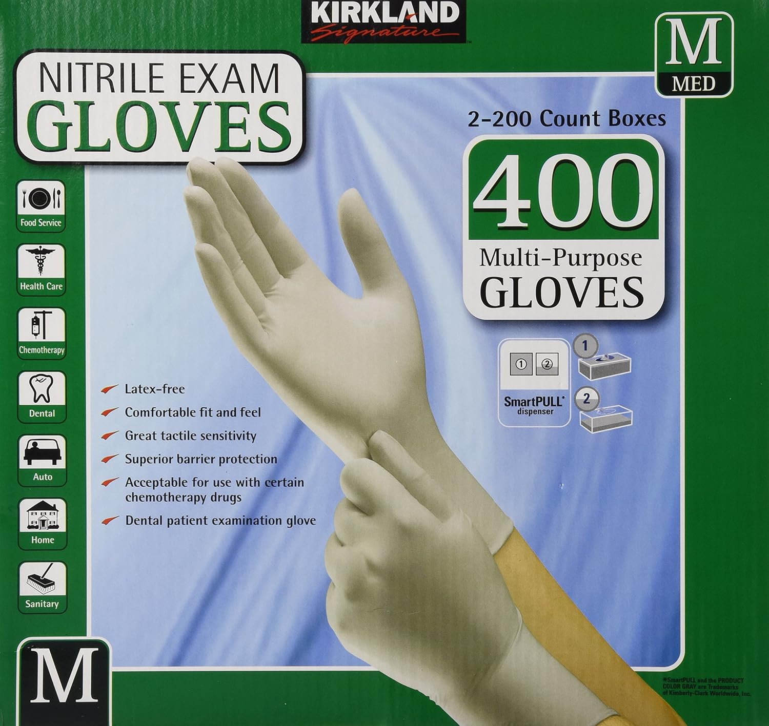 Kirkland Signature Nitrile Exam Gloves, Size Med. 200Count (2Pack