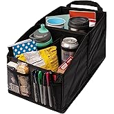 Lusso Gear Car Seat Organizer Front Backseat Red Stitching Great Adults & Kids Featuring 8 Storage Compartments Toys, Magazin