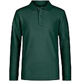 Nautica Boys School Uniform Long Sleeve Polo Shirt, Button Closure, Comfortable, Breathable Fabric