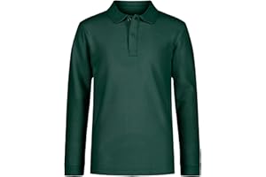 Nautica Boys' School Uniform Long Sleeve Polo Shirt, Button Closure, Comfortable, Breathable Fabric