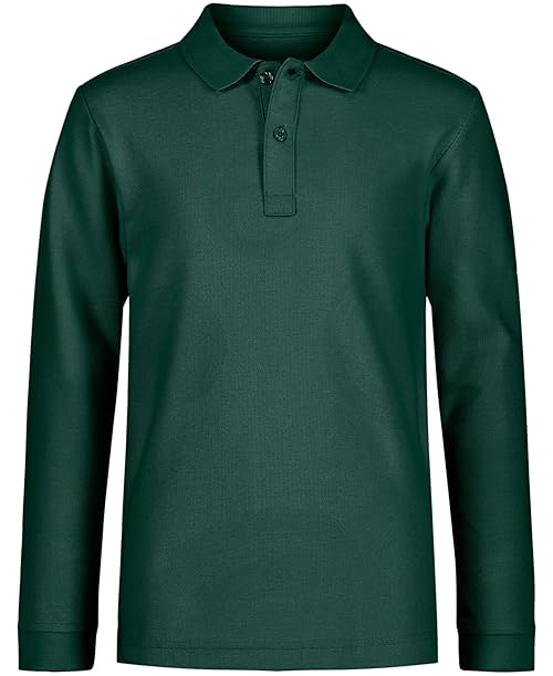 Nautica Boys' School Uniform Long Sleeve Polo Shirt, Hunter, 6