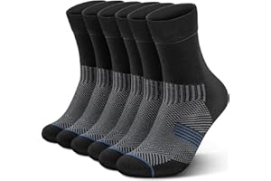 PAPLUS 3 Pairs Running Compression Socks for Men & Women, Atheltic Crew Socks with Cushion, Arch Support for Hiking, Cycling