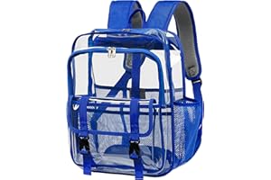 KUI WAN Clear Backpack Clear Bag Stadium Approved Heavy Duty See Through Backpack Waterproof University Transparent Backpack
