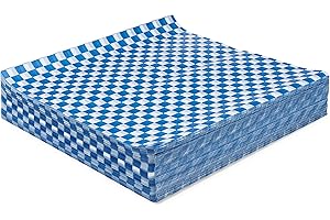 P PATERSON Paterson Paper 1000 Count PFAS-Free Blue Checkers Grease-Resistant Food-Safe Deli Sandwich Wrap Paper Sheets/Basket Liners (Pack of 1000)