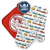 Camco Life is Better at The Campsite Heat Resistant Oven Mitt and Pot Holder Set - Heat Resistant, 100% Cotton - Features Unique RV Camping-Themed Design (53259)