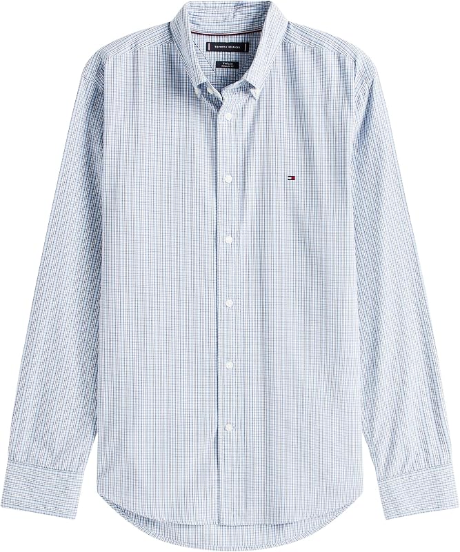 Chemise Homme Flex Poplin Small Tartan en Coton, Bleu (Breezy Blue/Multi Check), S — photo 4 sur 4