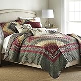 Donna SharpContemporary Quilt Bedding Set with Spice Postage Stamp Design - 2-Piece Twin Size Quilt Set, Includes Quilt, and One Pillow Shams Perfect for Rustic Decor