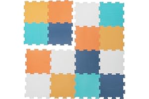 Enovoe Baby Play Mat for Floor - Non-Toxic, Interlocking EVA Foam Mats -16 Pcs - Cushioned Foam Puzzle Floor Mat for Kids & Infants - Ideal for Playrooms, Nurseries, and Home Gyms (12" x 12")