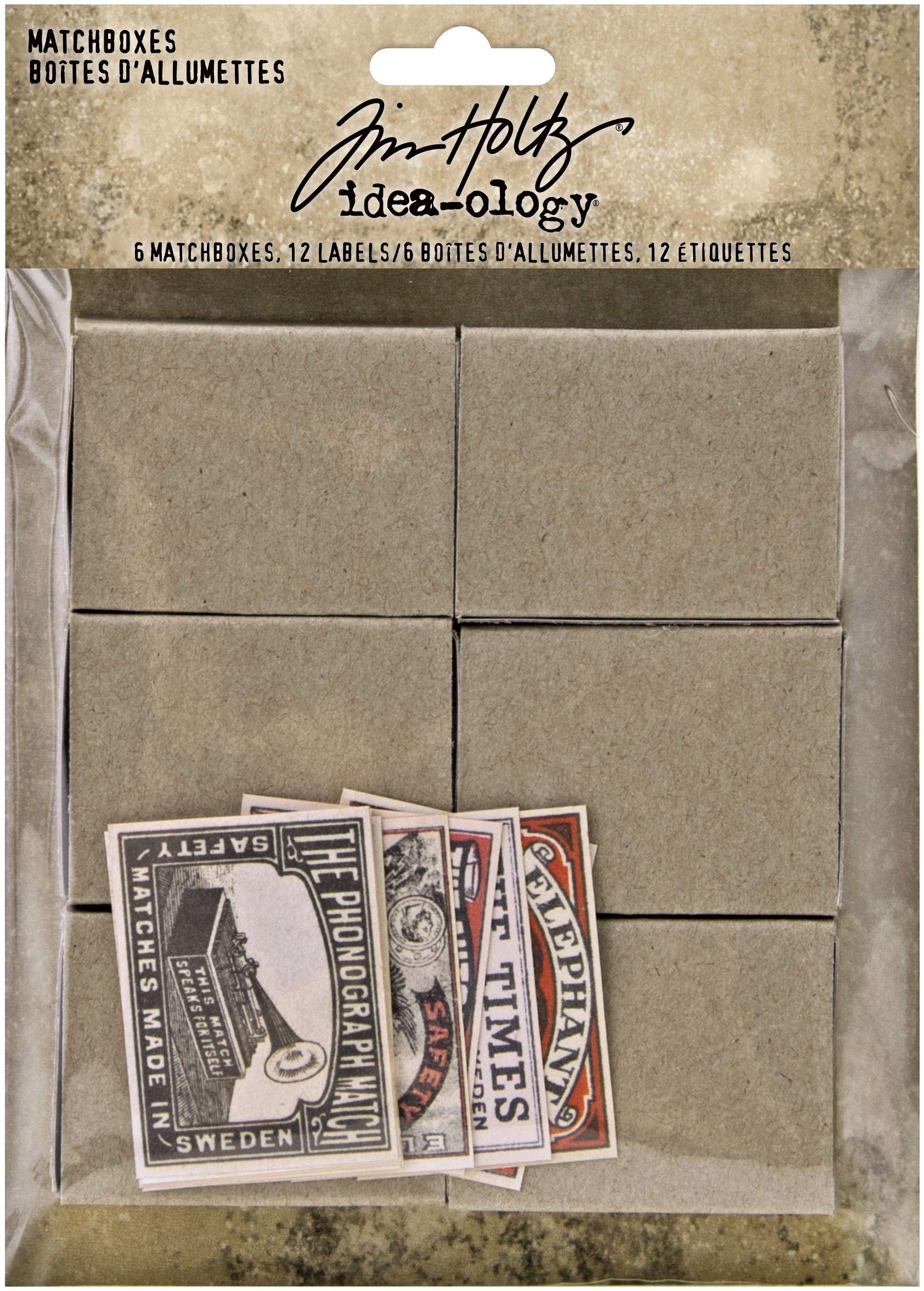 Tim Holtz idea-ology TH94050 MATCHBOXES IDEA-OLOG W/Labels, Match Boxes, One Size