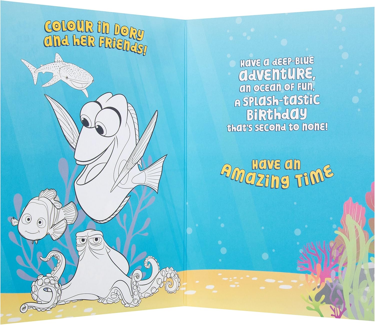 Hallmark Finding Dory 4th Birthday Card 'Colour In' - Medium - Image 3