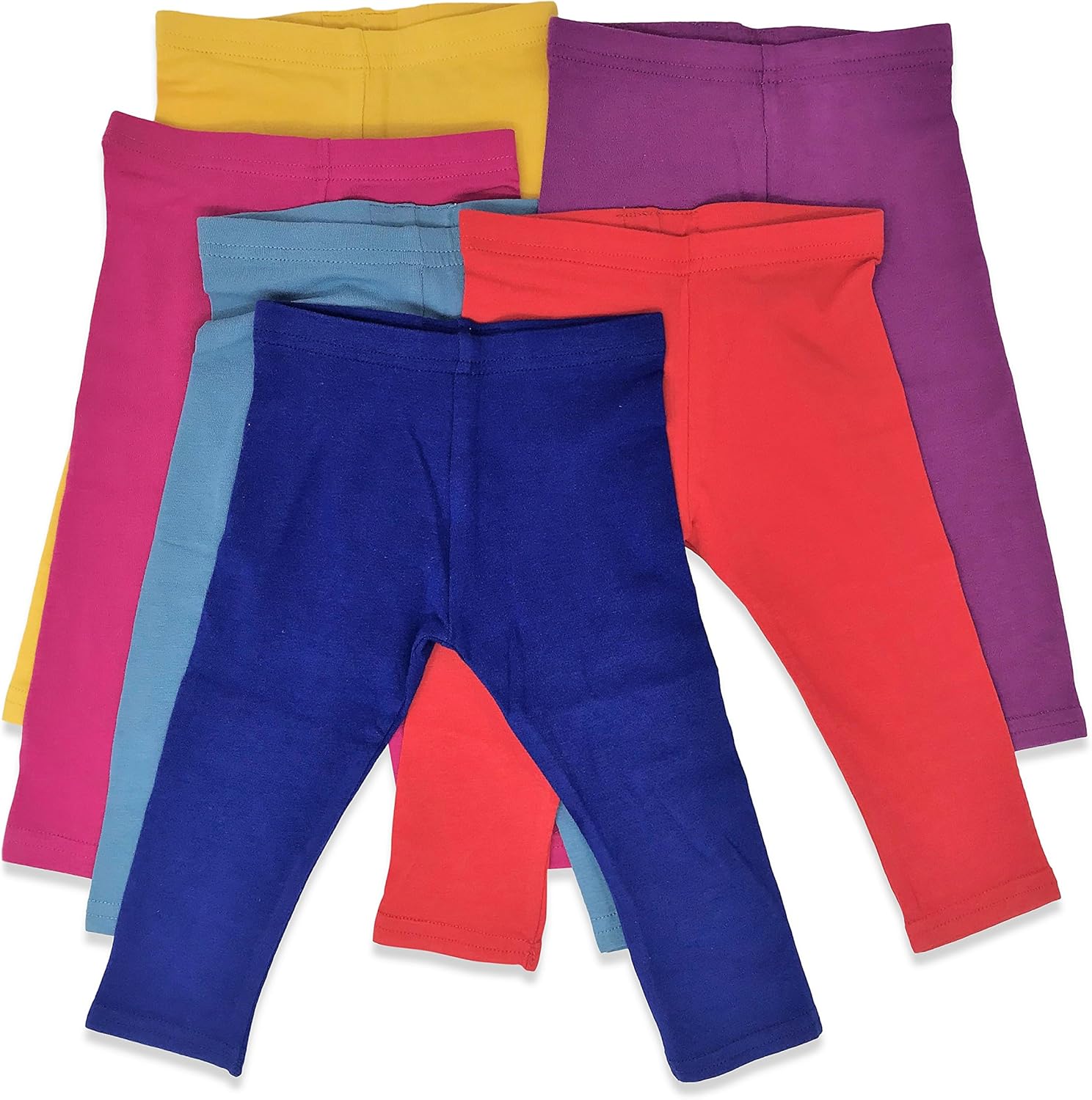 Boys Girls Toddler Little Kids Unisex 6 Pack Cotton Stretch Snug Fitting Long Pant Leggings
