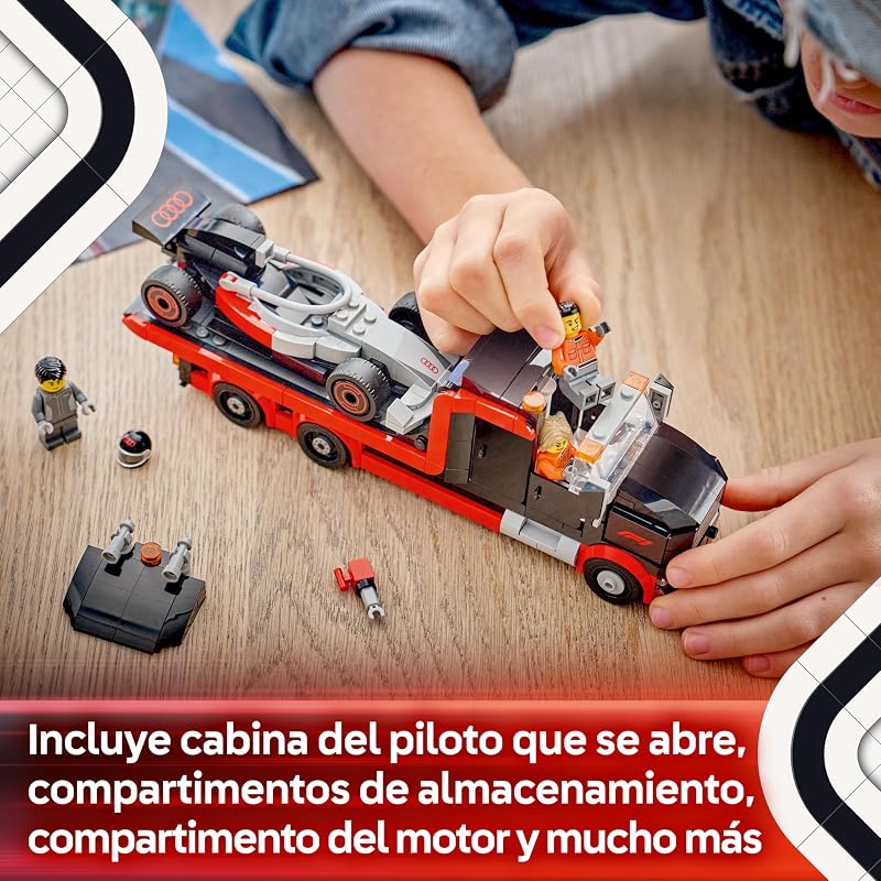 City Camión de Exposición de F1 con Coche de Carreras Audi F1 de Juguete - Kit de Maquetas con 3 Minifiguras y Plataforma Elevadora - Regalo para Niños de 7+ Años y Fans del Motor - 60493 — foto 6 de 8