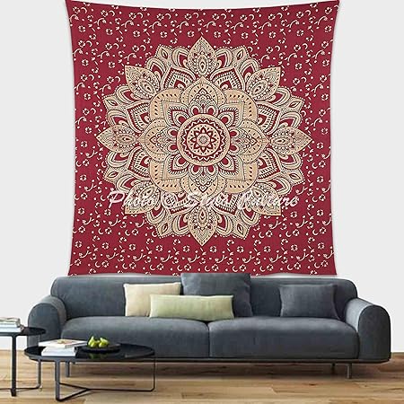 Stylo Culture Mandala Bohemia Colgante De Pared De Oro Granate