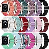 Stretchy Nylon Band Compatible with Apple Watch Band 38mm 40mm 41mm 42mm 44mm 45mm 46mm Women Men, Adjustable Sport Elastic Replacement Strap for iWatch Series 10 9 8 7 6 5 4 3 2 1 SE