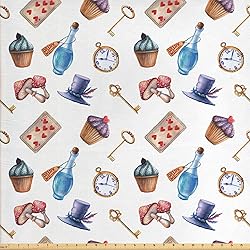 Lunarable Alice in Wonderland Fabric by The