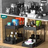 DEKAVA Under Sink Storage 2 Pack 2 Tier Sliding Organiser Black view 5