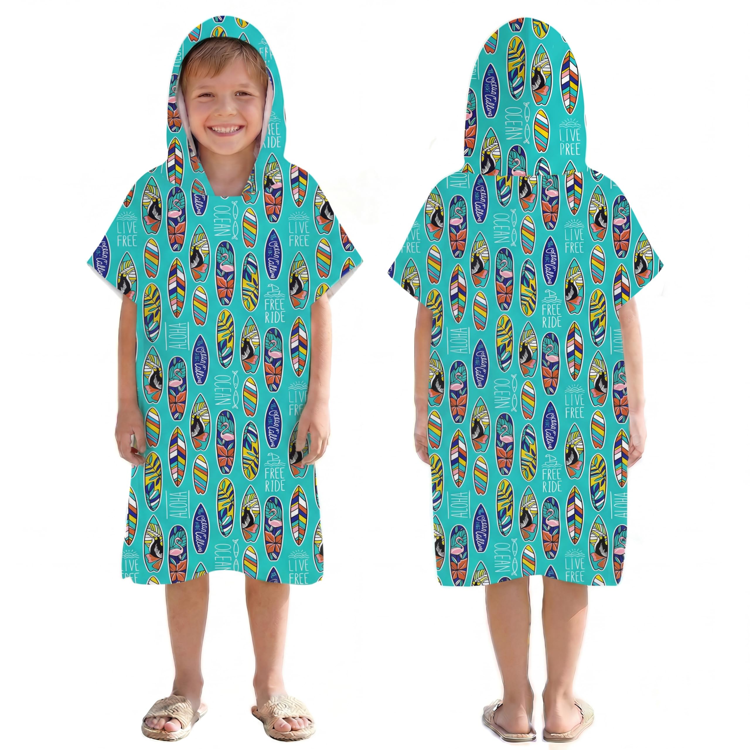 LOMTRATS Quick-drying Surf Poncho, Changing Towel, Bathrobe, Sports Towels for Swimmers,Hoodie for Kids,Swimming,Beach,Surfing,Diving,Bathing（Kid-S）