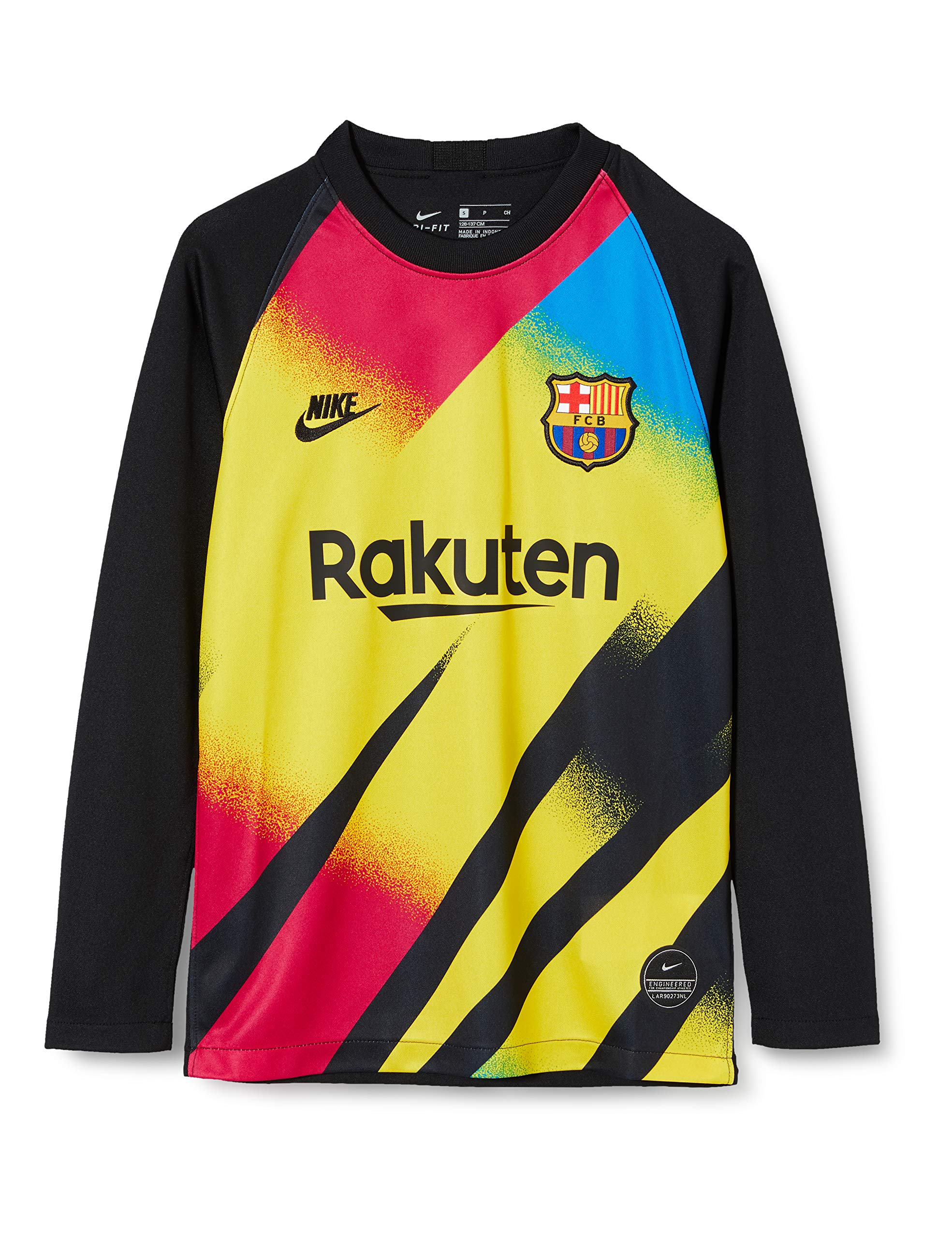 NIKE FCB and Nk BRT Stad JSY LS Gk Cl T-Shirts, Unisex Children, unisex_child, BV1486, Tour Yellow/Black, XS