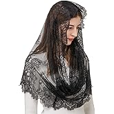 PAMOR Spanish Style Lace Traditional Vintage Inspired Infinity Shape Mantilla Veil Latin Mass Head Covering