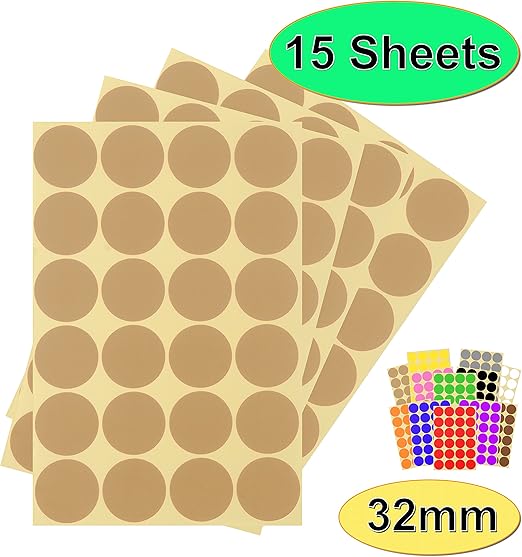 Best-Selling Pack of 360 x 32mm Round Coloured Easy Peel Self Adhesive Dot Stickers for Colour ...