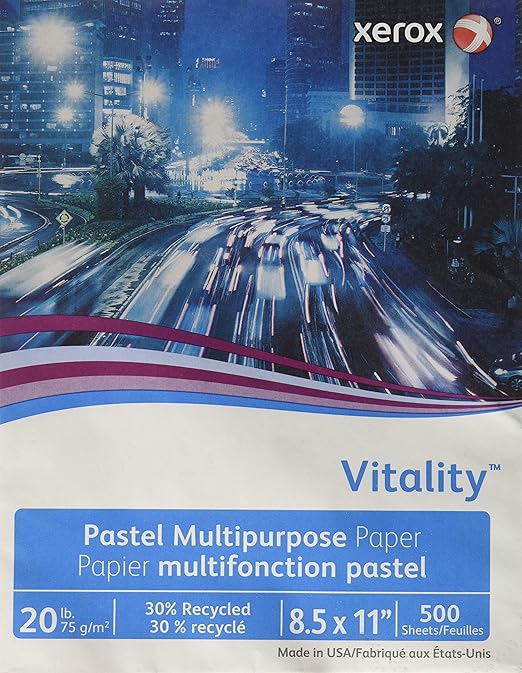 Xerox Multipurpose Colored Paper, 8 1/2" x 11", 20 Lb, Blue, Ream of