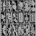 PADOUN 18-Sheet Henna Tattoo Stencils for Hands - Glitter Temporary Tattoo Templates, Indian Henna Tattoo Sticker Kit for Body, Arm, and Hand Painting