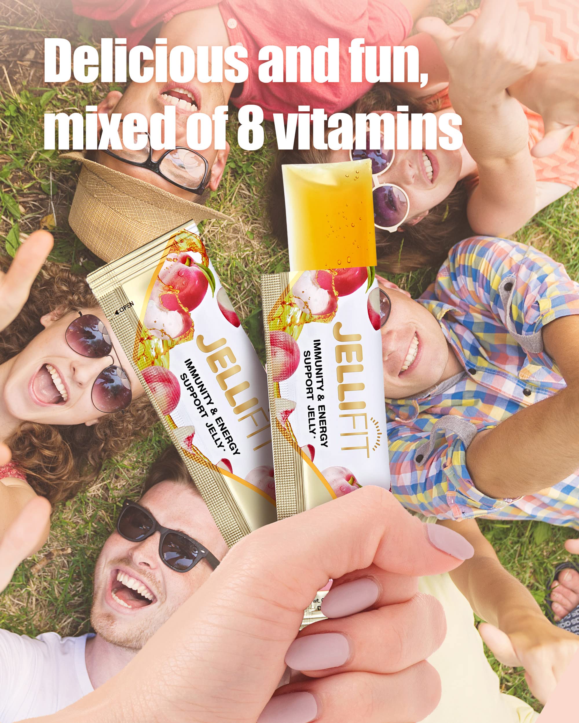 Jellifit Pack of 8 Energy Gel - Pre Workout Energy Gels for Running - Gelatin and Gluten Free Energy Supplements - Sports Nutrition with 30mg Caffeine for High Performance