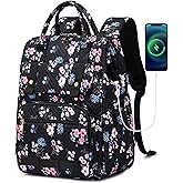 Hidds Laptop Backpack Purse for Women, Work Business College School Commuter Computer Bag Large Girls Nurse Teacher Bookbags Anti Theft Ladies Travel Daypack with Charging Port for 15.6 Inch Laptops