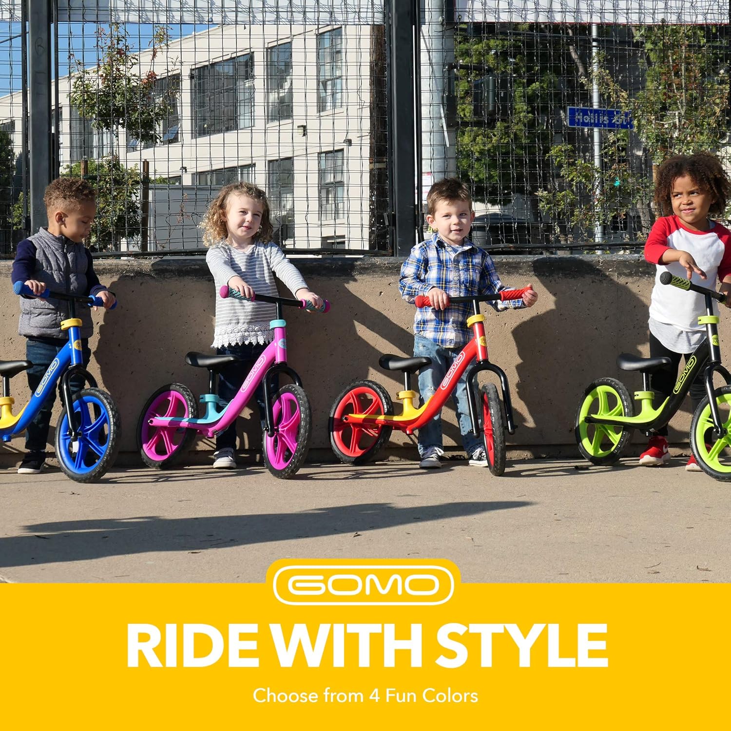 GOMO Balance Bike - Toddler Training Bike for 18 Months, 2, 3, 4 and 5 Year Old Kids - Ultra Cool Colors Push Bikes for Toddlers/No Pedal Scooter Bicycle with Footrest (Black): Sports & Outdoors