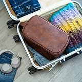Elviros Water-Resistant PU Leather Toiletry Bag Large Travel Dopp Kit Dark Brown view 8